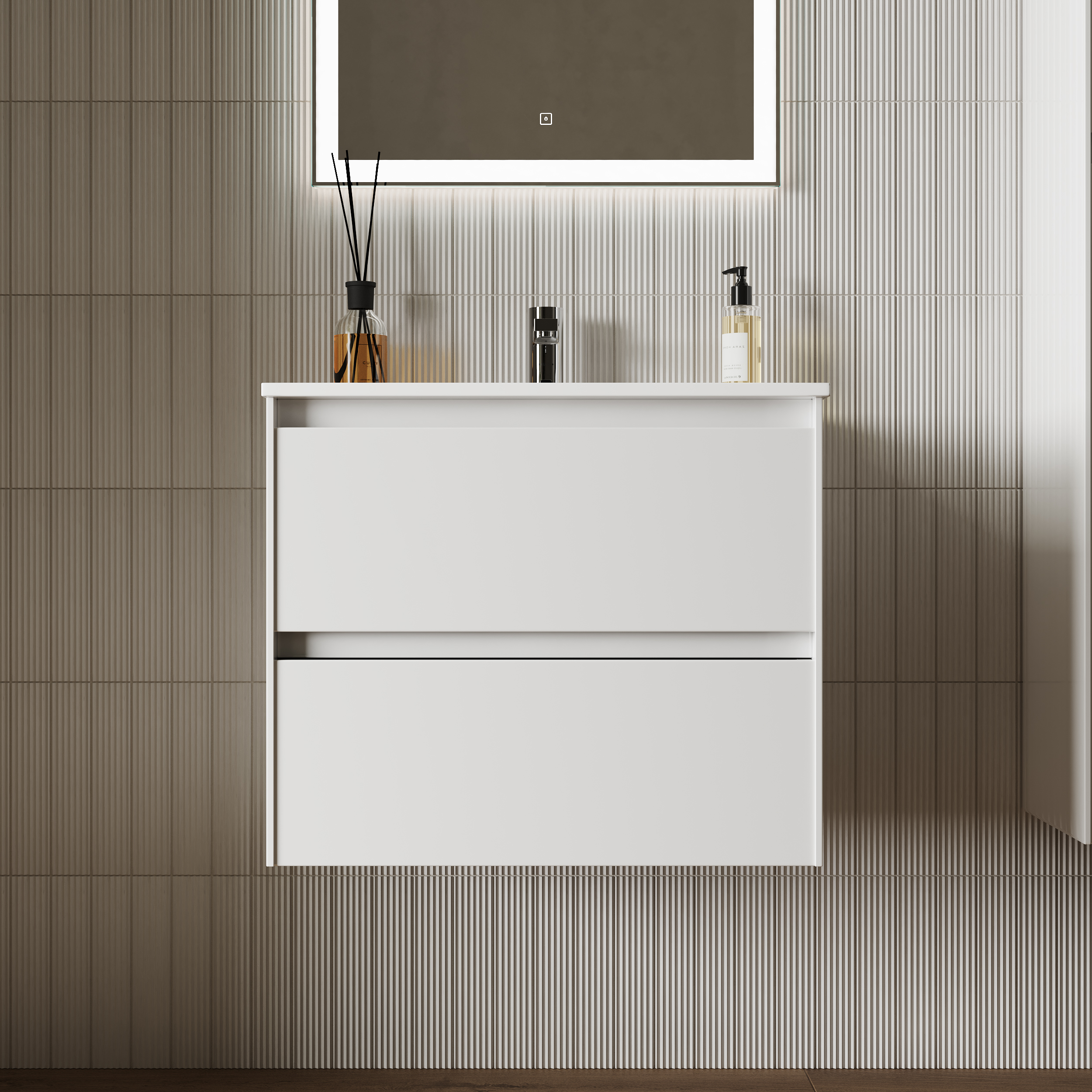 Тумба с раковиной Sancos Cento 60 белая глянцевая