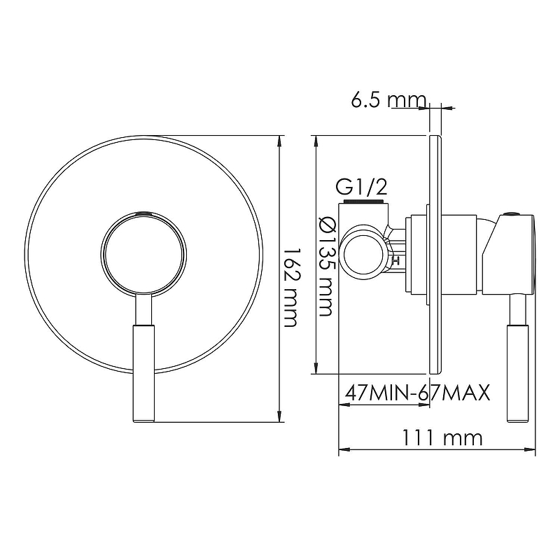 Смеситель встраиваемый для раковины Wasserkraft A41513 хром