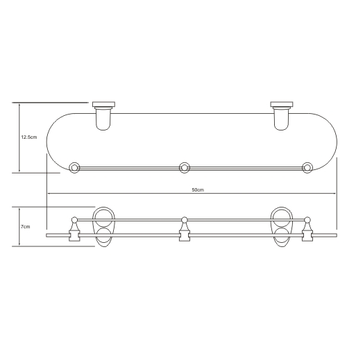 Полка Wasserkraft Main K-9244 с ограничителем, хром