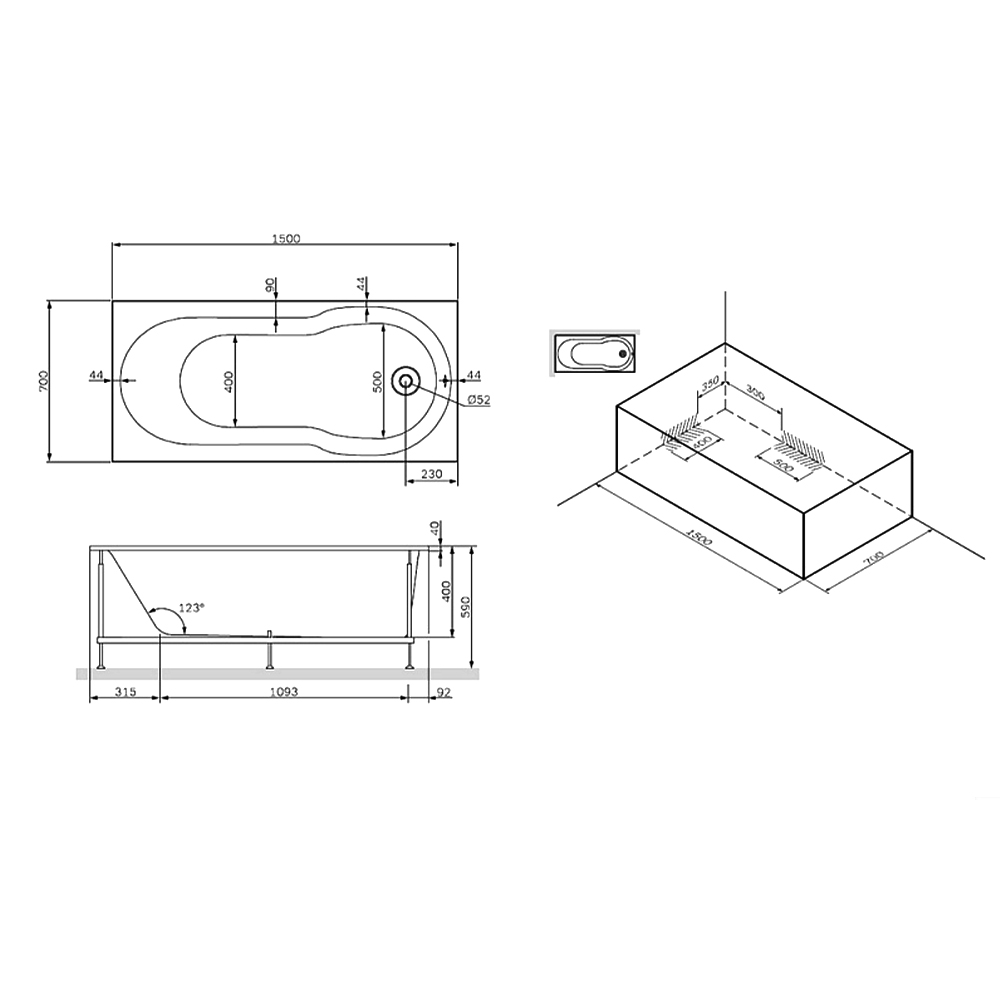 Каркас для ванны AM.PM X-Joy W88A-150-070W-R серый