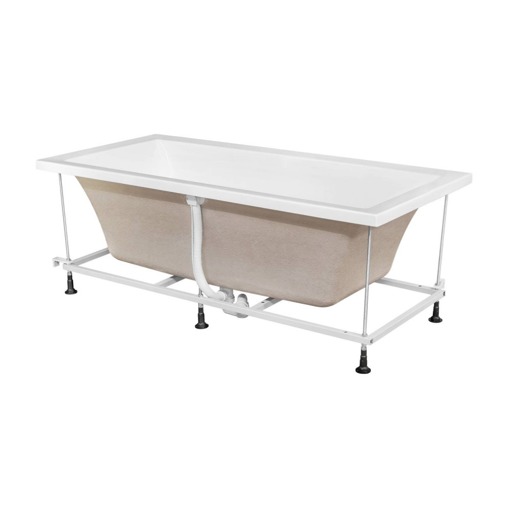 Акриловая ванна BERGES TARI 170x80 с каркасом 050030 белая глянцевая