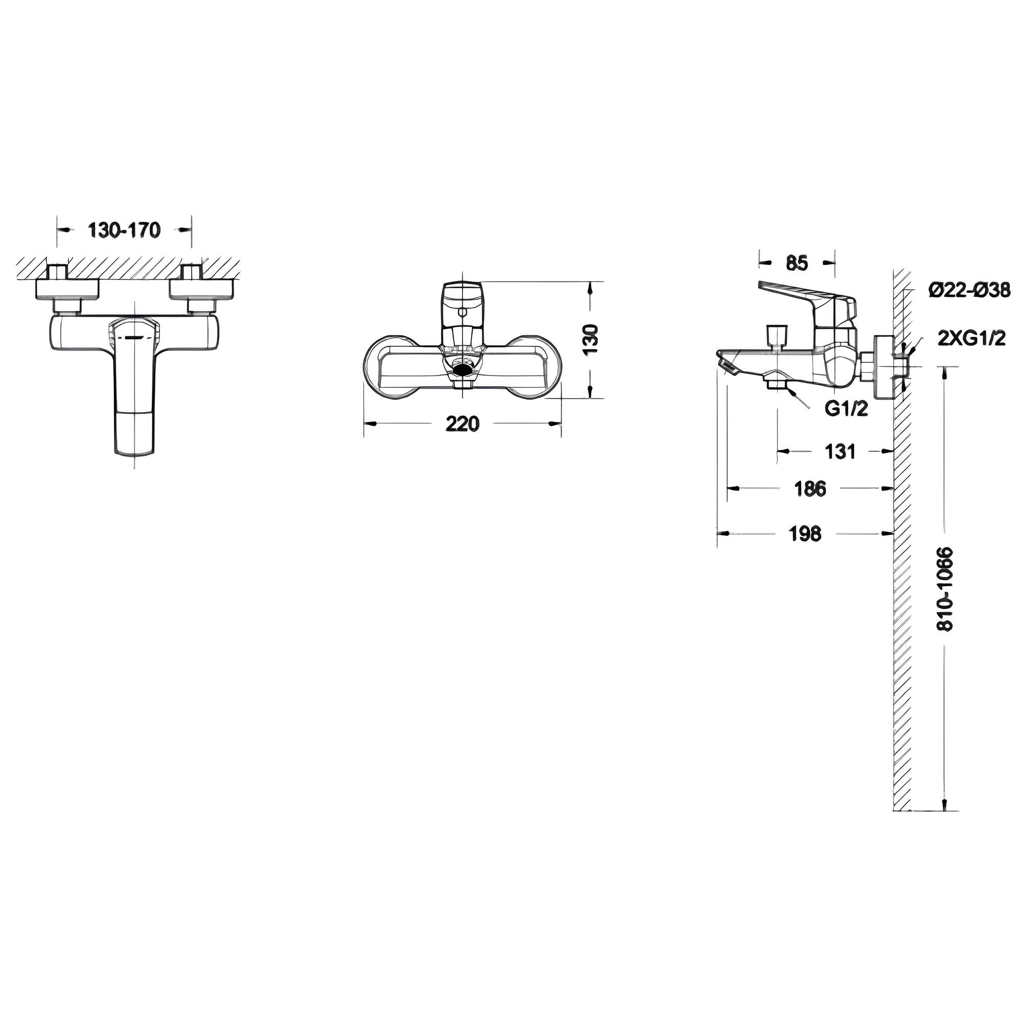 Смеситель для ванны с душем Bravat REAL F6121179CP-01 хром