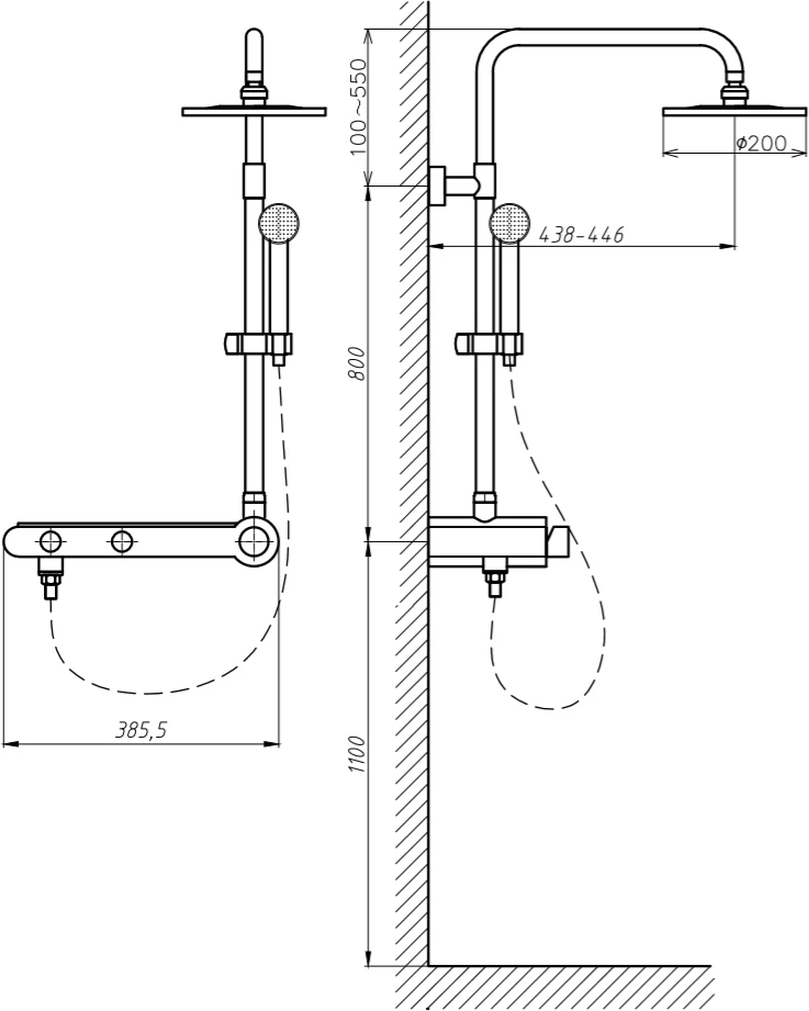 Душевая стойка Aquanet Steel V2 AF212-71S хром