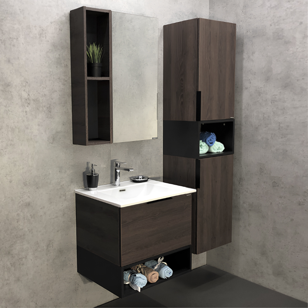 Тумба с раковиной Comforty Франкфурт 60 00004150530CF дуб шоколадно-коричневый