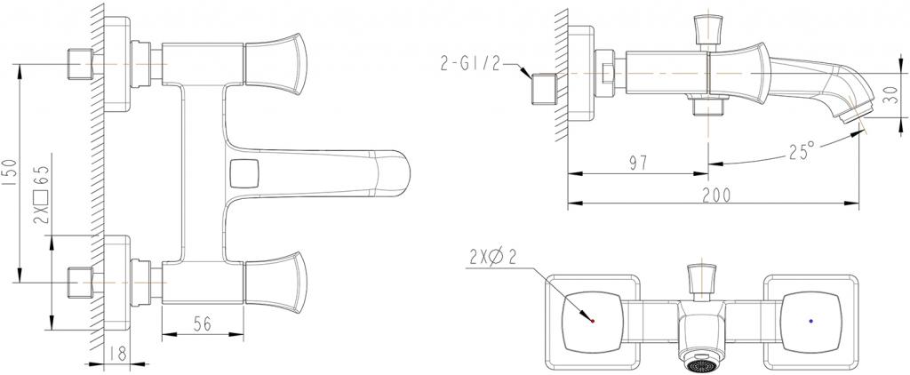 Смеситель для ванны с душем Bravat Whirlpool F678112C-01 хром