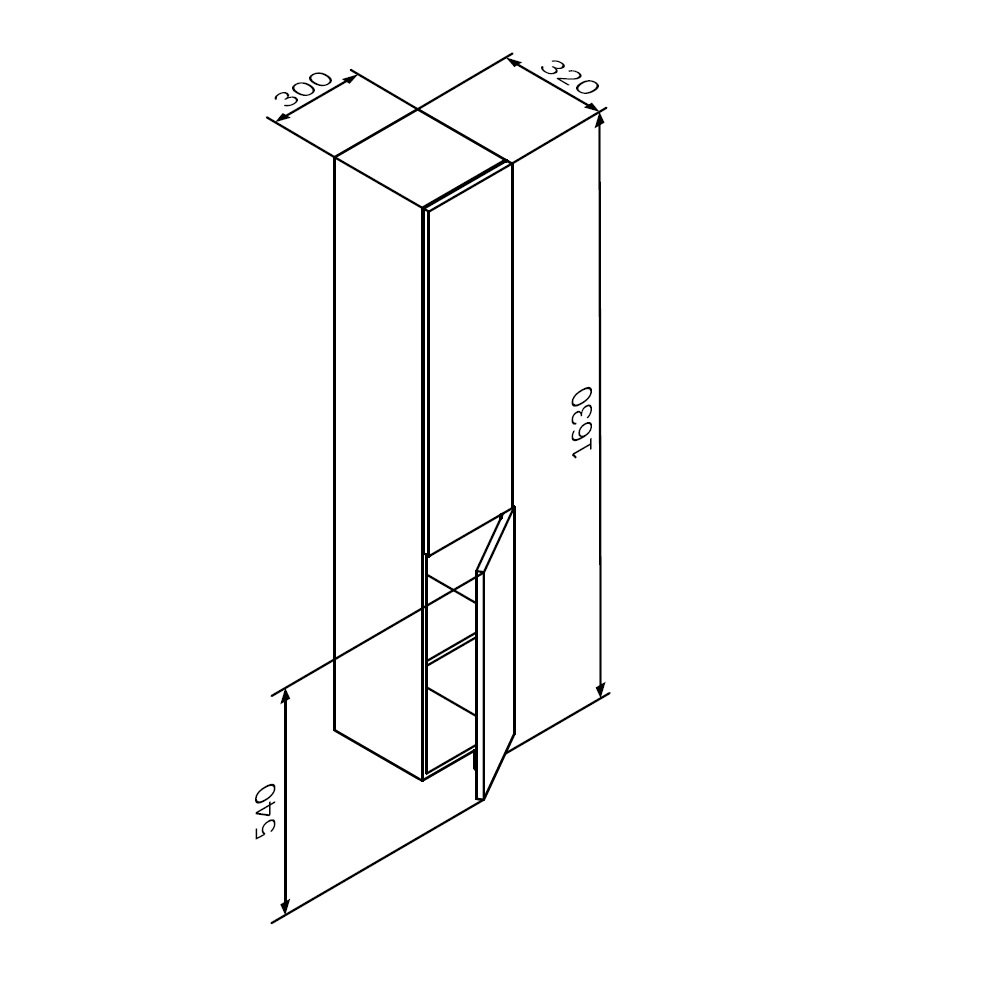 Шкаф-пенал AM.PM Gem 30см M90CHR0306GM графит матовый