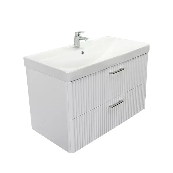 Тумба с раковиной Comforty Ангара 90П белая матовая (раковина Comforty 4490)