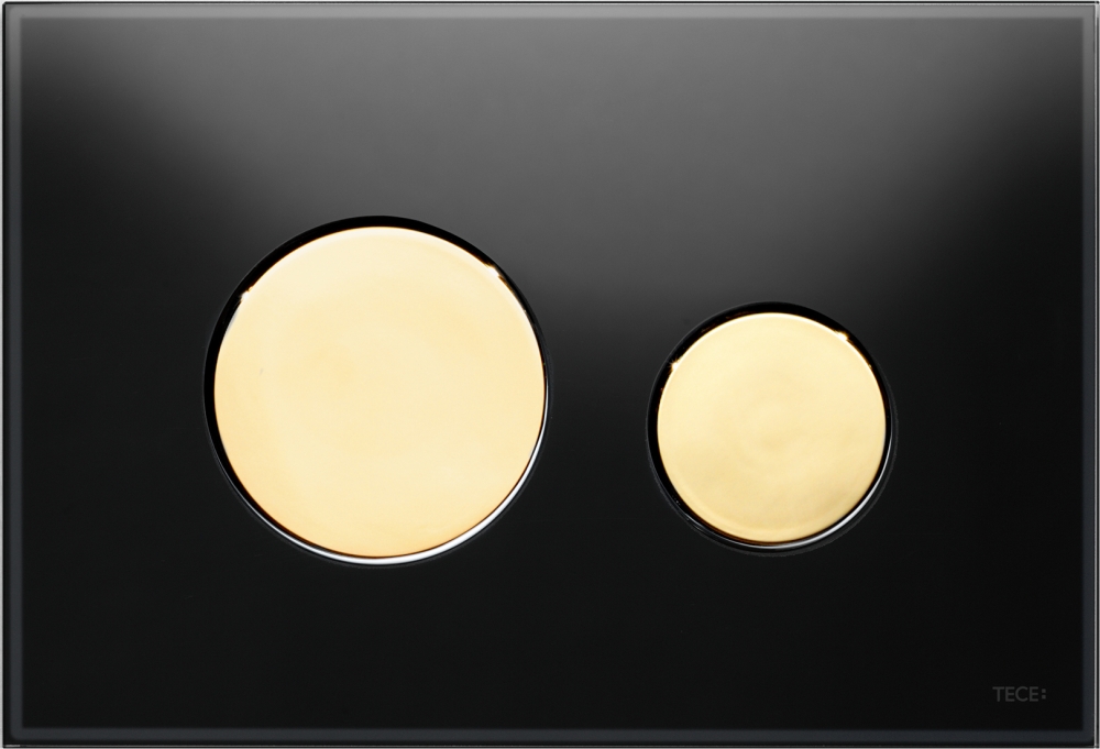 Кнопка смыва TECE Loop 9240658 черное стекло, кнопка золото матовое
