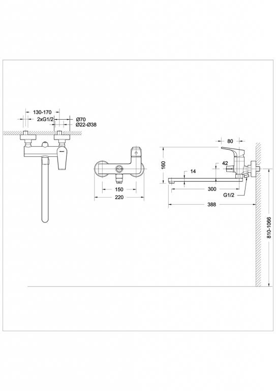 Смеситель для ванны с душем Bravat Eler F6191238CP-01L-RUS хром