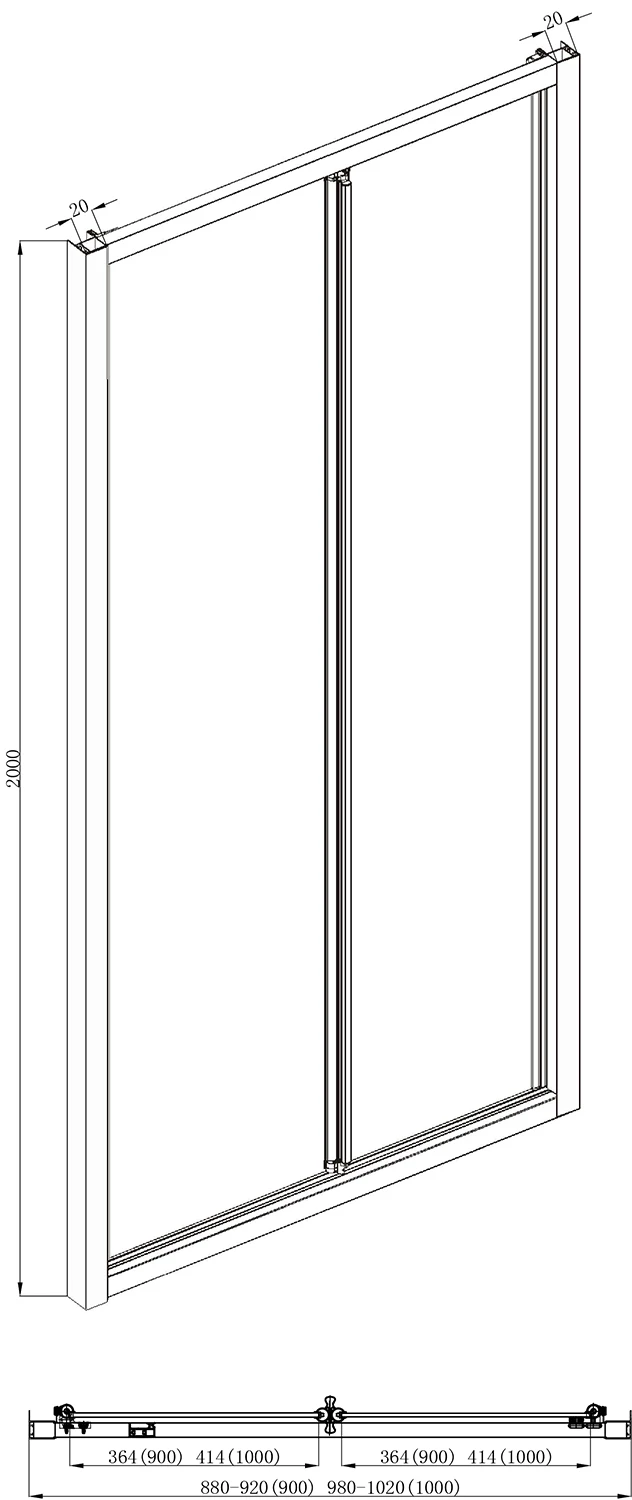 Душевая дверь в нишу Bravat Blackline 100x200см BD100.4121B профиль черный, стекло прозрачное