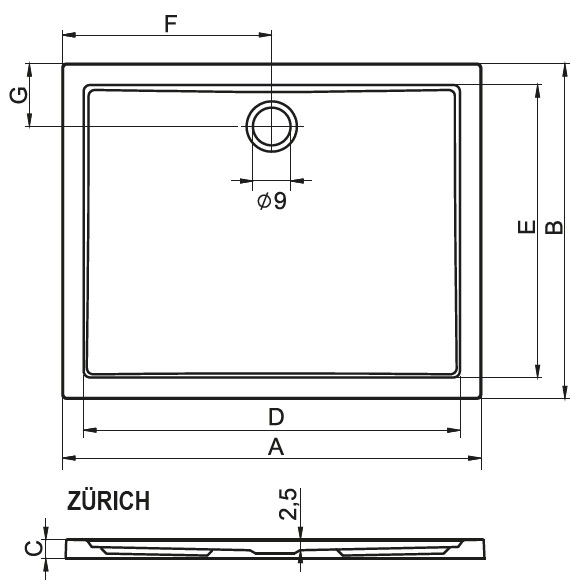 Душевой поддон RIHO Zurich 120х100см D001005005 белый