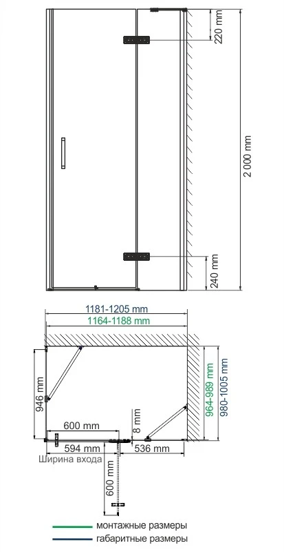 Душевой уголок Wasserkraft Aller 120x100см 10H10RBLACK MATT профиль хром/черный, стекло прозрачное