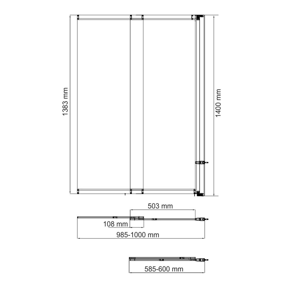 Шторка на ванну Wasserkraft Main 100x140см 41S02-100R Matt glass профиль хром, стекло матовое