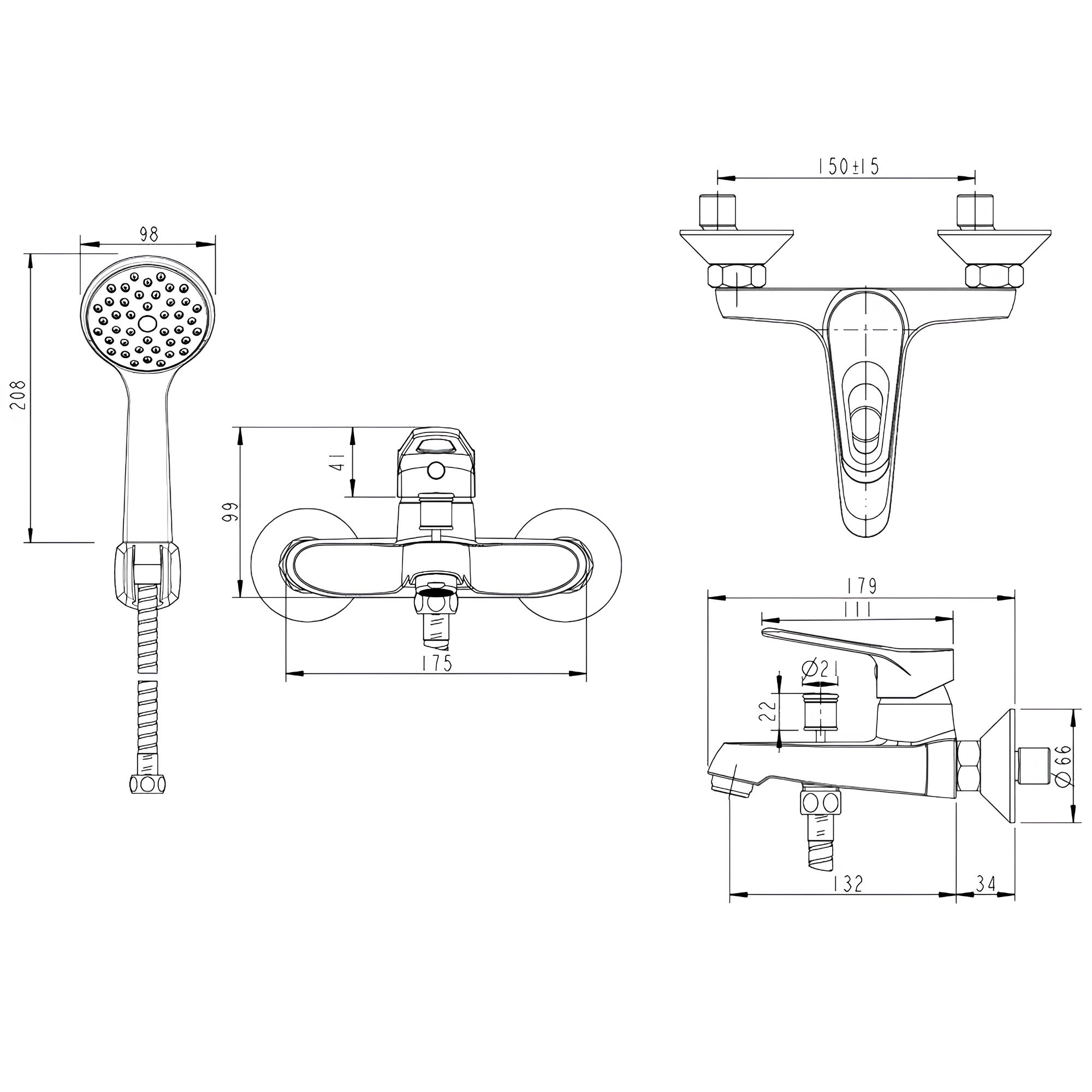 Смеситель для ванны с душем Bravat Eco-D F693158C-B хром