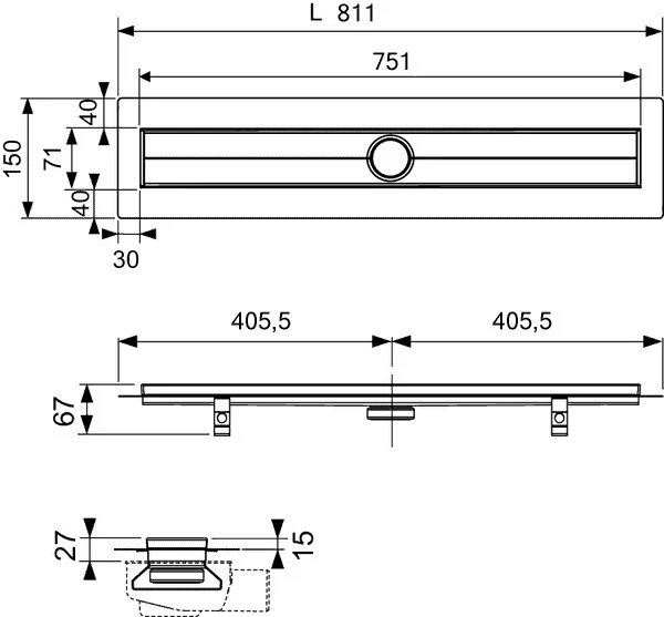 Душевой лоток Tece TECEdrainline 600800 80 Хром