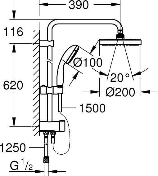 Душевая стойка Grohe New Tempesta 27389002 хром