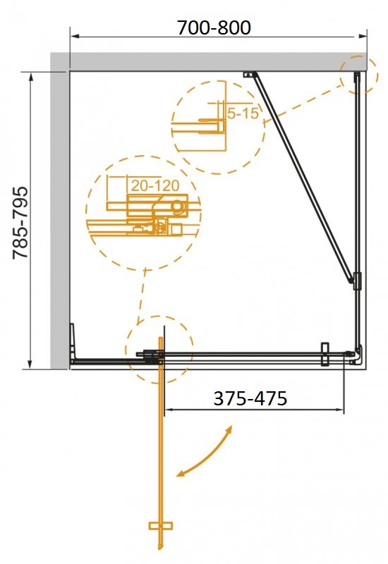 Душевой уголок Cezares Slider 80x79,5см SLIDER-AH-1-80-70/80-C-NERO черный, стекло прозрачное