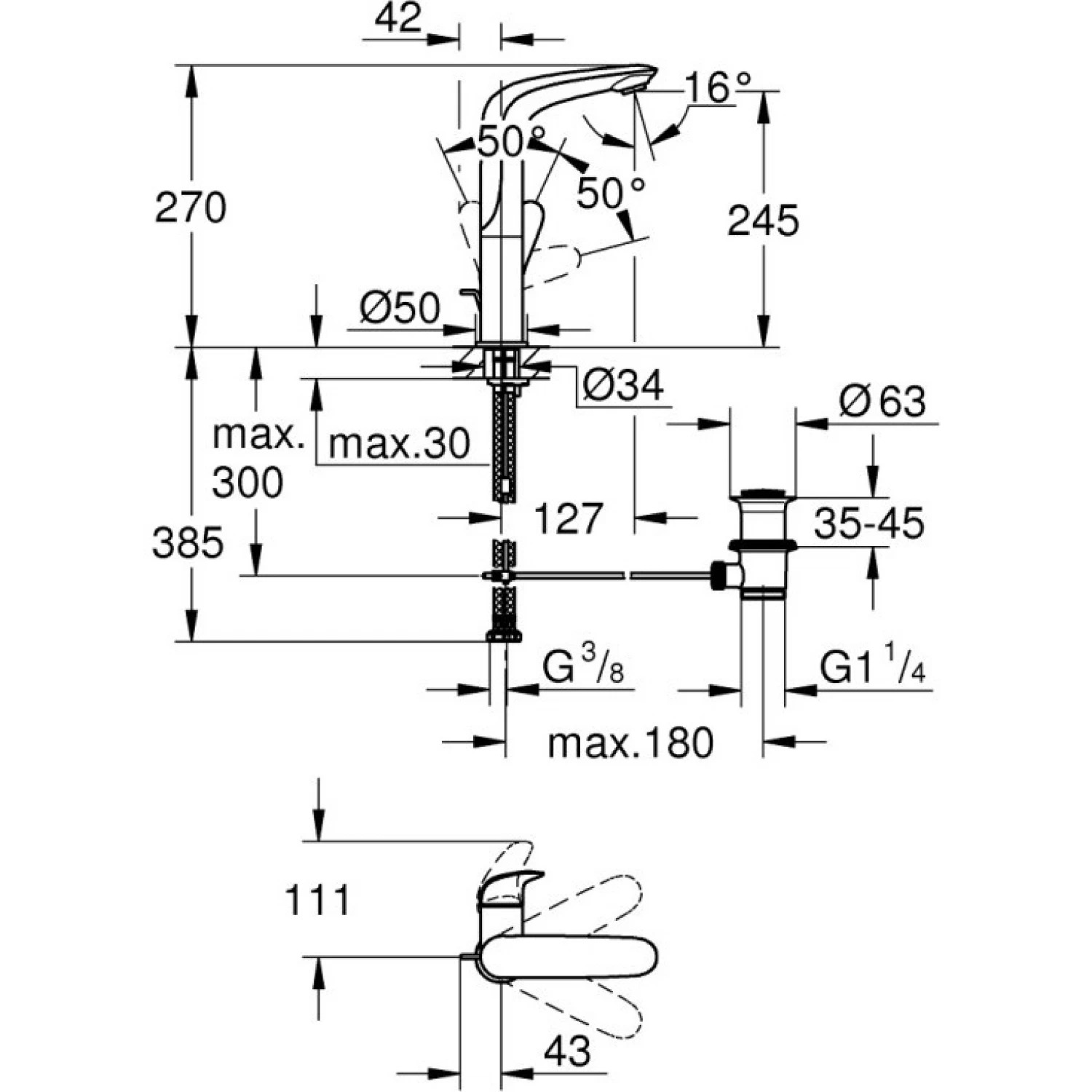 Смеситель для раковины Grohe Eurostyle New 23718003 хром