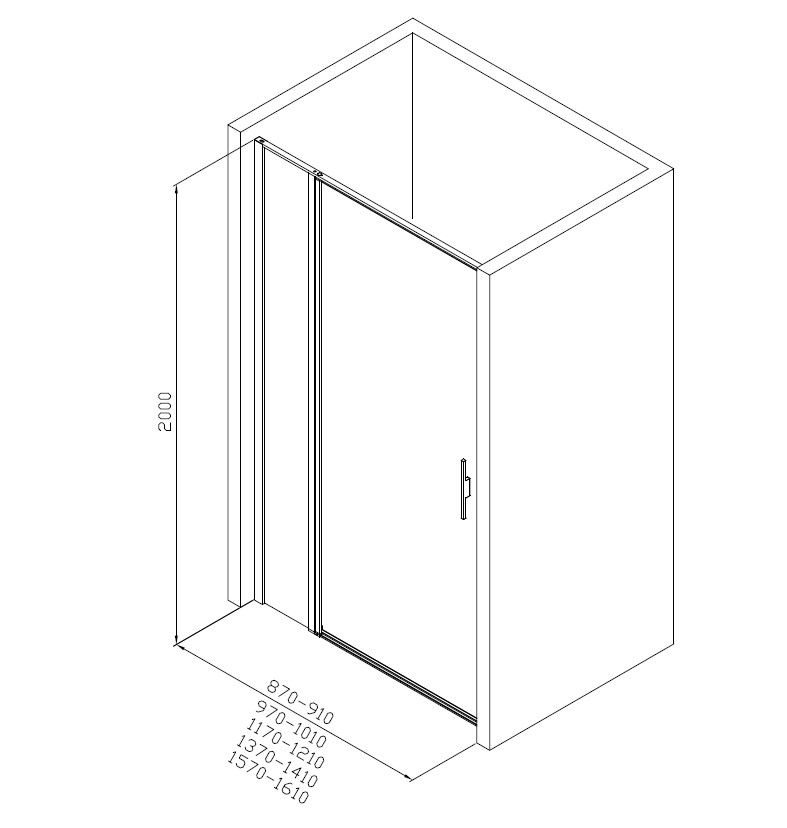 Душевая дверь в нишу Allen Brau Priority 160x200 см 3.31039.BBA профиль черный, стекло прозрачное