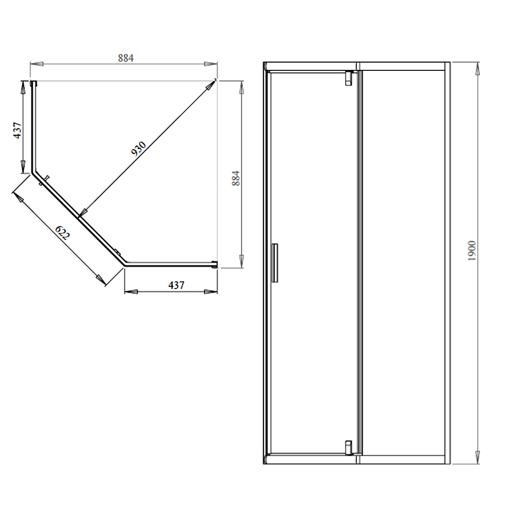 Душевой уголок AM.PM Gem 90x90см W90G-405-090MT профиль хром, стекло прозрачное