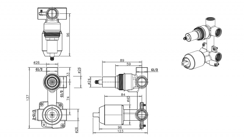 Скрытая часть Bravat Built-in D982BW-B-ENG