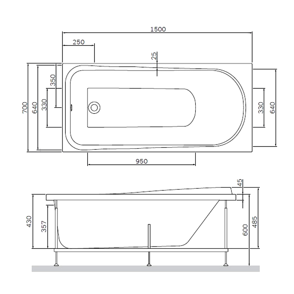 Каркас для ванны AM.PM Like W80A-150-070W-R серый