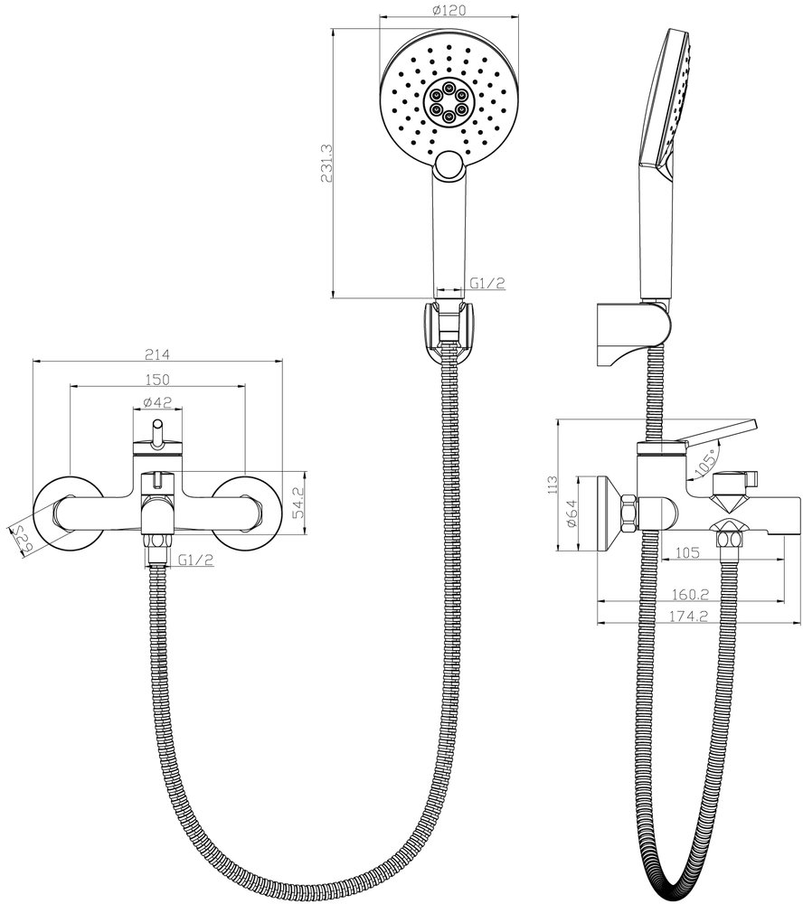 Смеситель для ванны с душем Lemark Minima LM3814C хром