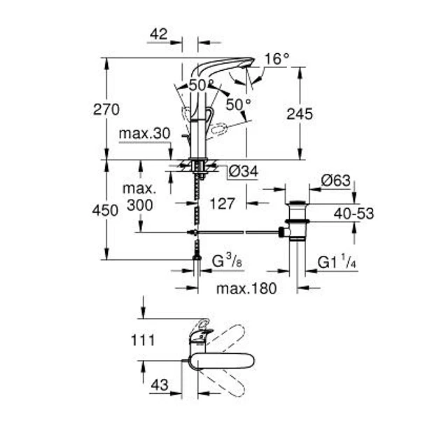 Смеситель для раковины Grohe Eurostyle New 23569LS3 белый
