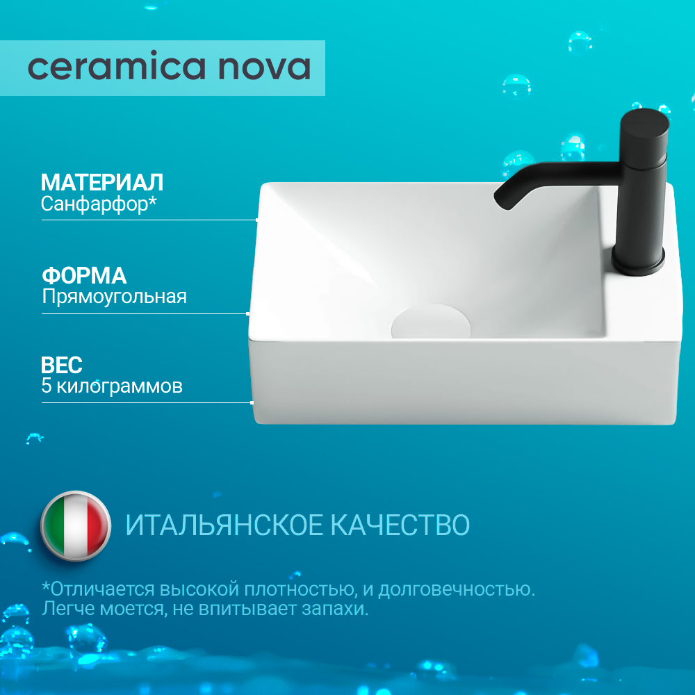 Раковина подвесная Ceramica Nova Element CN5007 R белая глянцевая