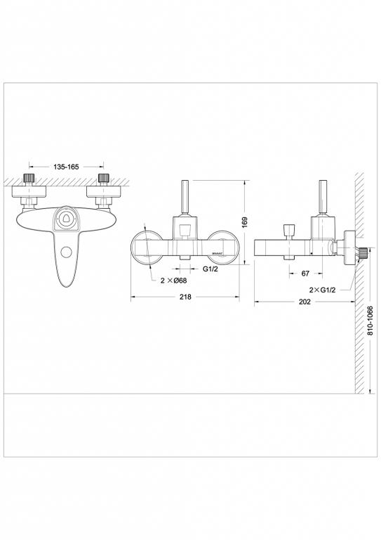 Смеситель для ванны с душем Bravat Rhein F6429564BW-01-ENG черный
