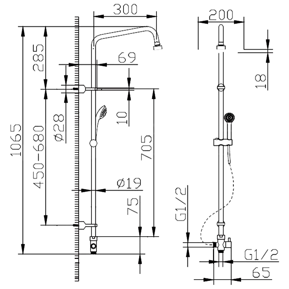 Душевая стойка Bravat Fit S D283CP-2A-RUS хром