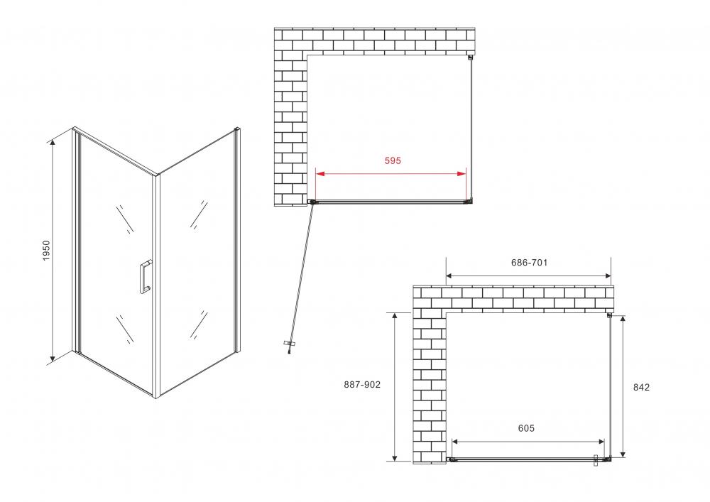 Душевой уголок ABBER Sonnenstrand 70x90см AG04070-S90 профиль хром, стекло прозрачное