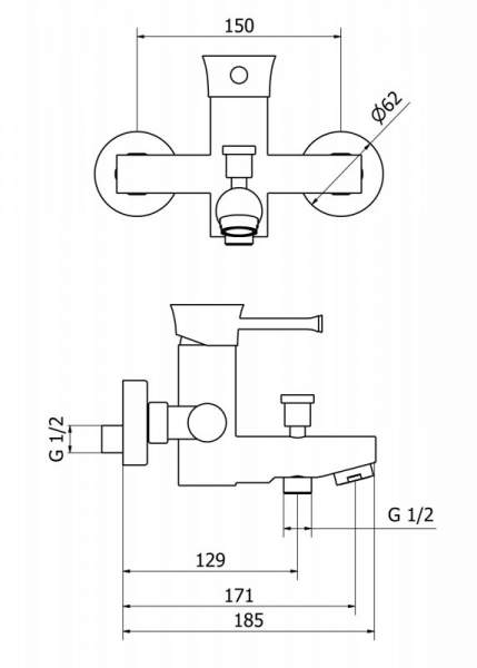 Смеситель для ванны с душем Cezares POSITANO-VM1-01 хром