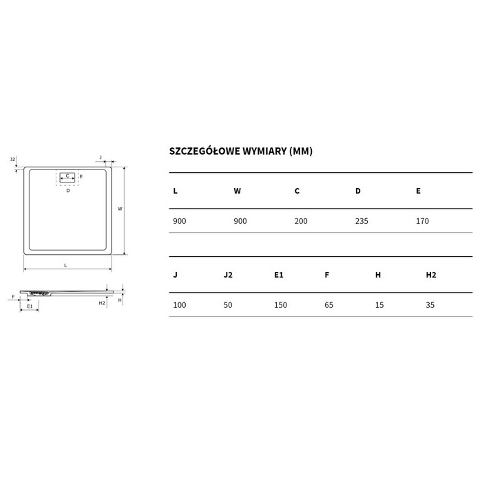 Душевой поддон Excellent Lavano 90x90см BREX.1102.090.090.CON серый