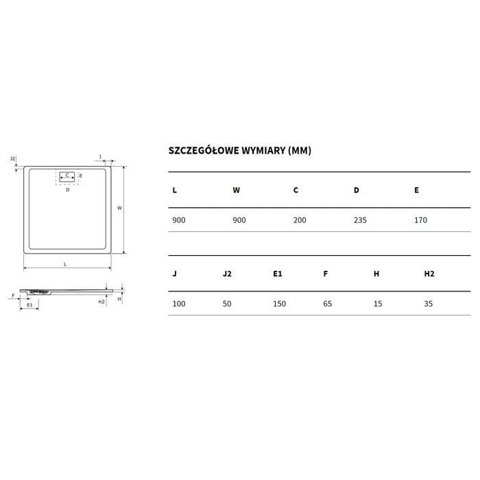 Душевой поддон Excellent Lavano 90x90см BREX.1102.090.090.CON серый