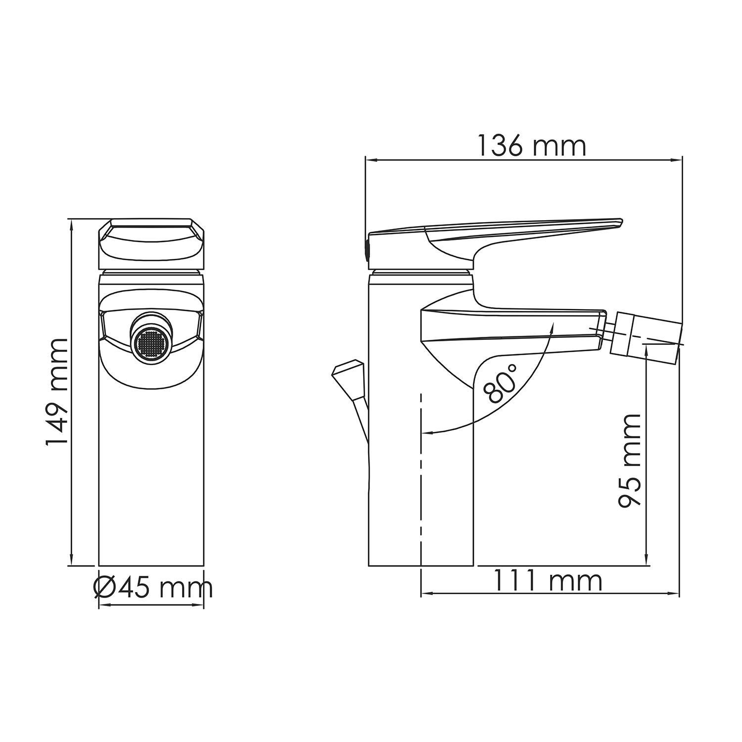 Смеситель для биде WasserKraft Lopau 3206 хром