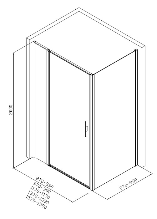 Душевой уголок Allen Brau Priority 160x100 3.31039.BBA+3.31048.BBA профиль черный, стекло прозрачное