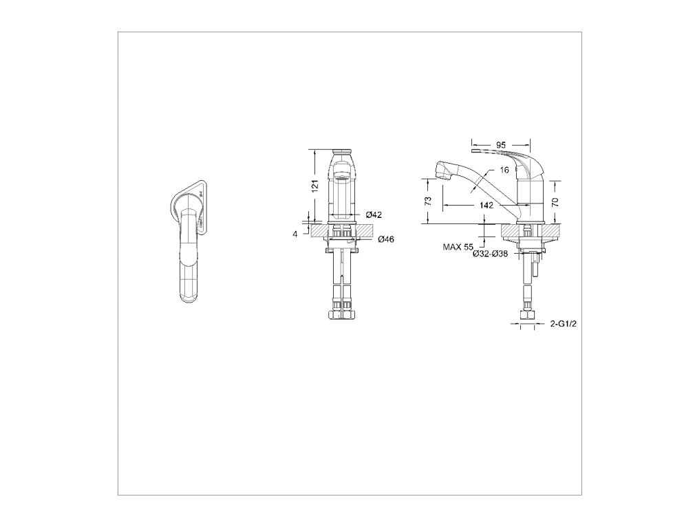 Смеситель для раковины Bravat Fit F1233188CP-RUS хром
