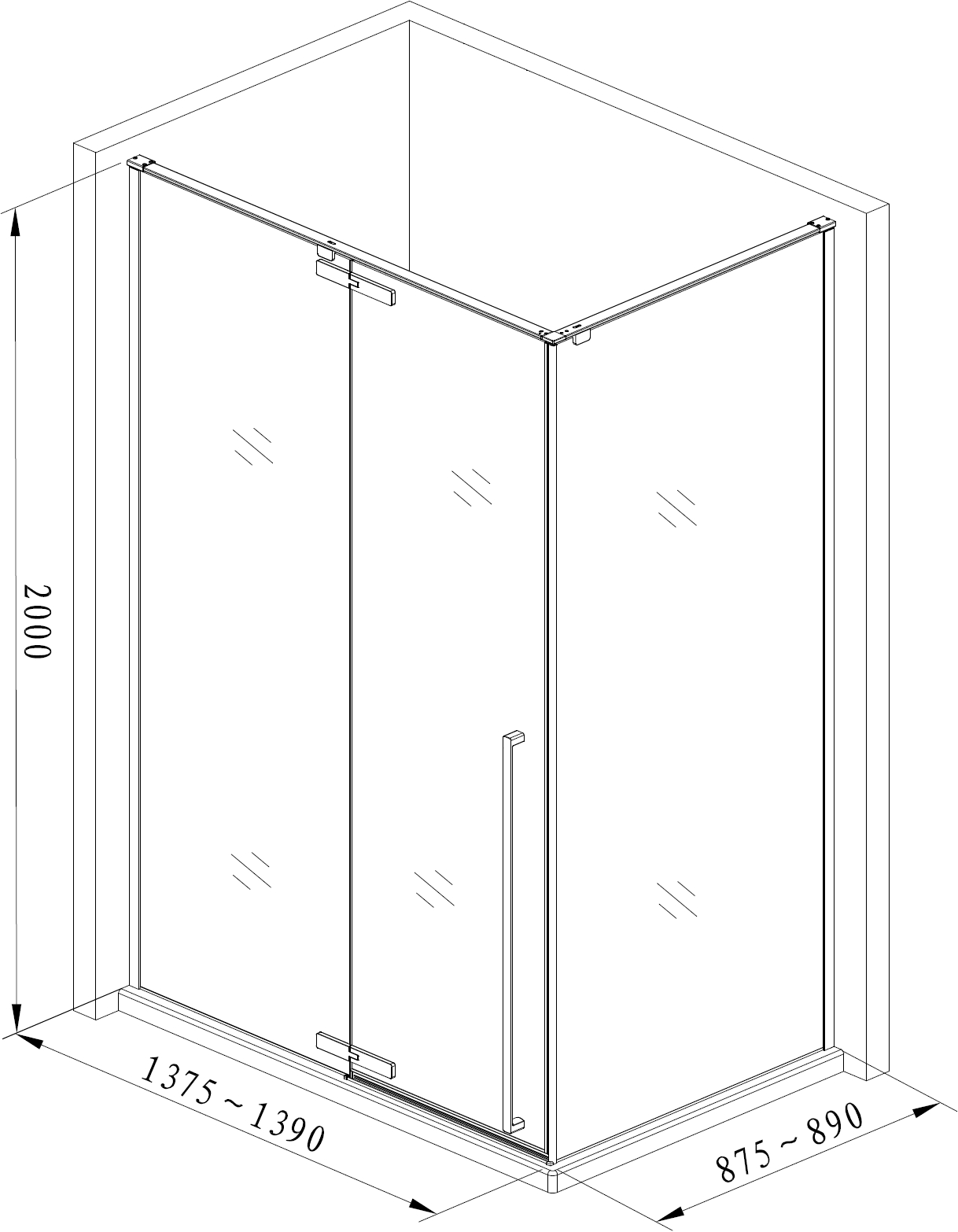 Душевой уголок Aquanet Ideal 140x90см AE-AXC94MB-S-B профиль черный, стекло прозрачное