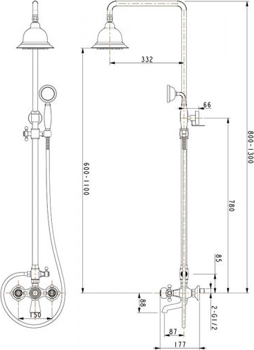 Душевая стойка Timo Nelson SX-1190 chrome хром