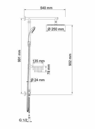 Душевая стойка Wasserkraft Wern A038 хром матовый