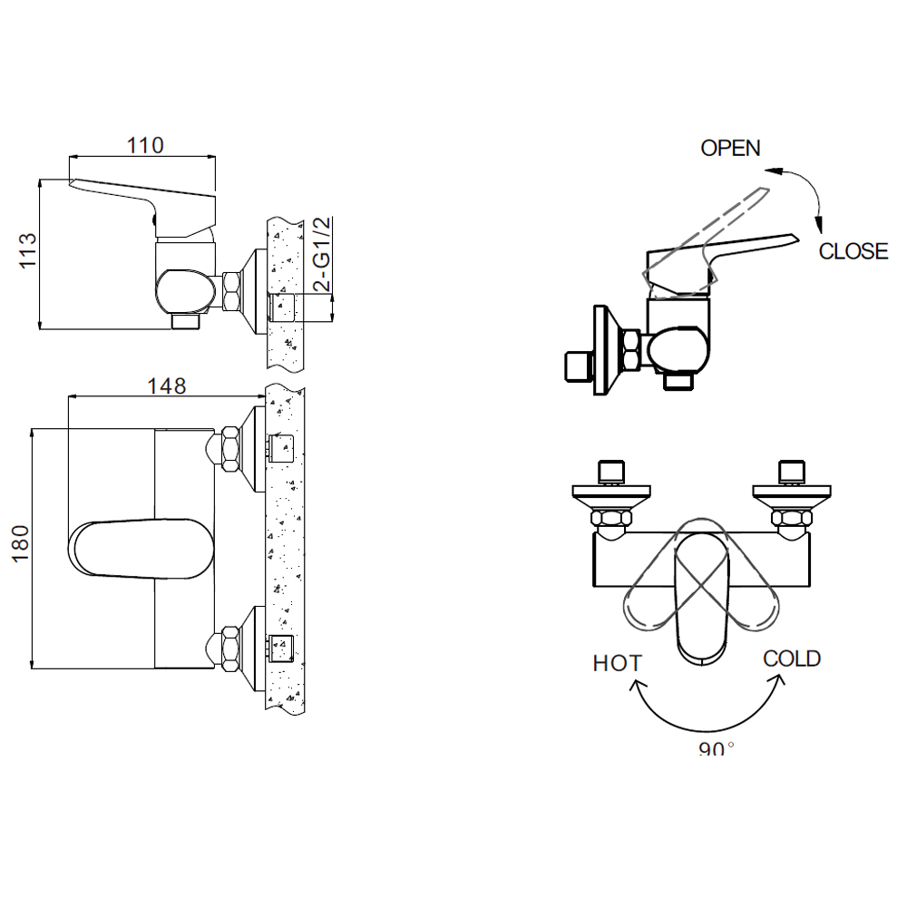 Смеситель для душа Bravat Pure F9105161C-01 хром