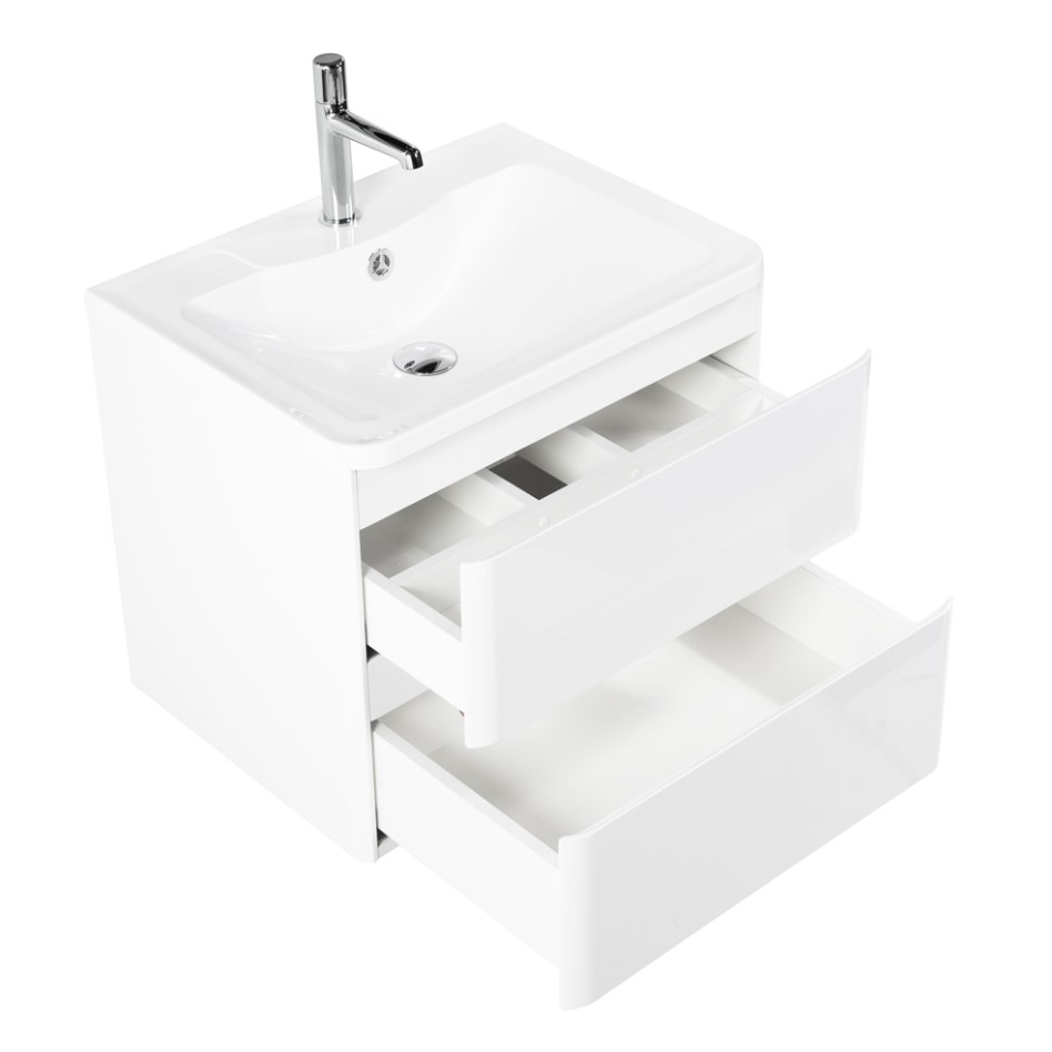 Тумба с раковиной BelBagno Albano 60 ALBANO-600-2C-SO-BL белая глянцевая