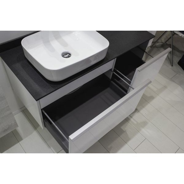 Тумба с раковиной Comforty Милан 120 00-00004023CF белая глянцевая, с антрацитовой столешницей