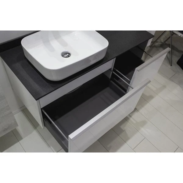 Тумба с раковиной Comforty Милан 120 00-00004023CF белая глянцевая, с антрацитовой столешницей