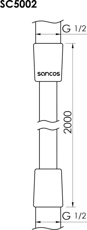 Душевой шланг Sancos 200см SC5002MB черный матовый