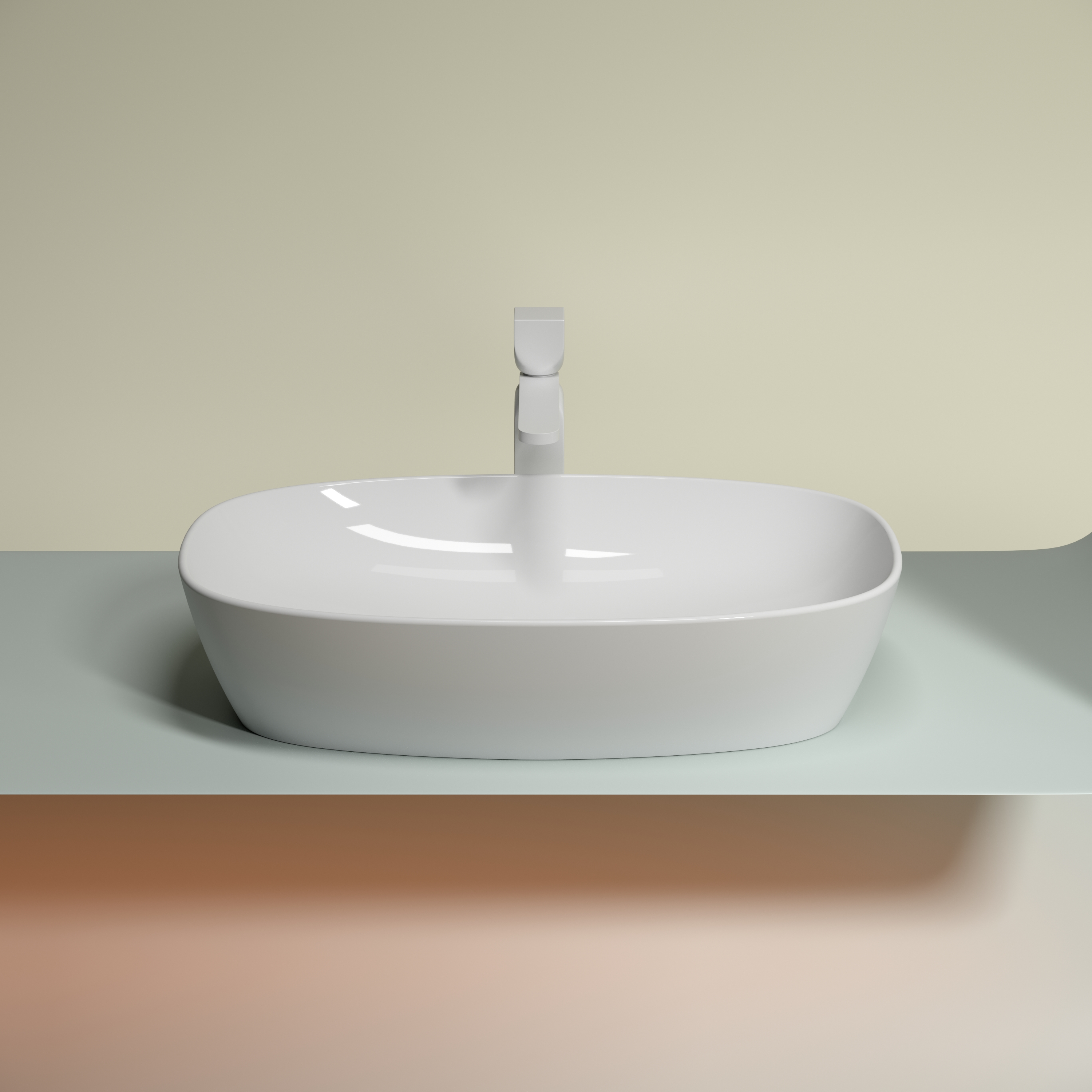 Раковина накладная Ceramica nova Element 600*380*138мм CN6049 белая глянец