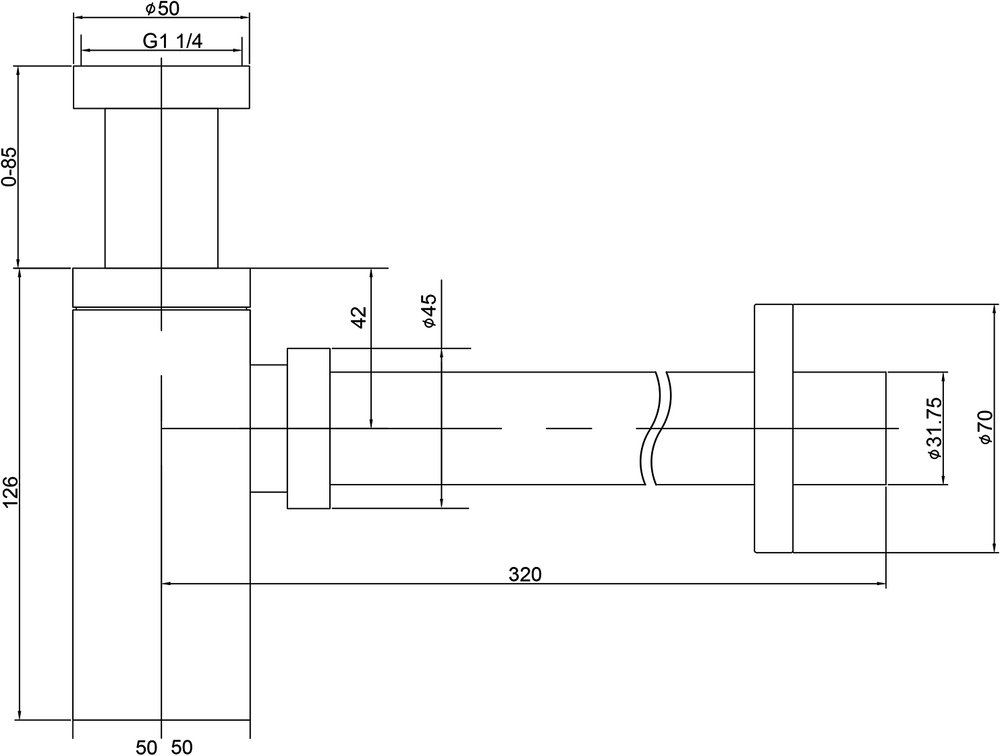 Сифон для раковины Timo 958/03L черный матовый