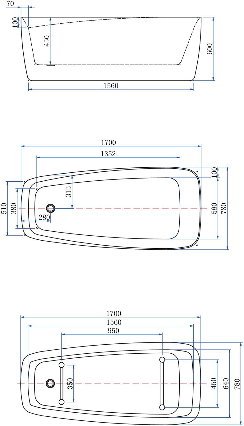 Акриловая ванна Aquanet Trend 170x78 90778 Matt Finish 260052 белая матовая