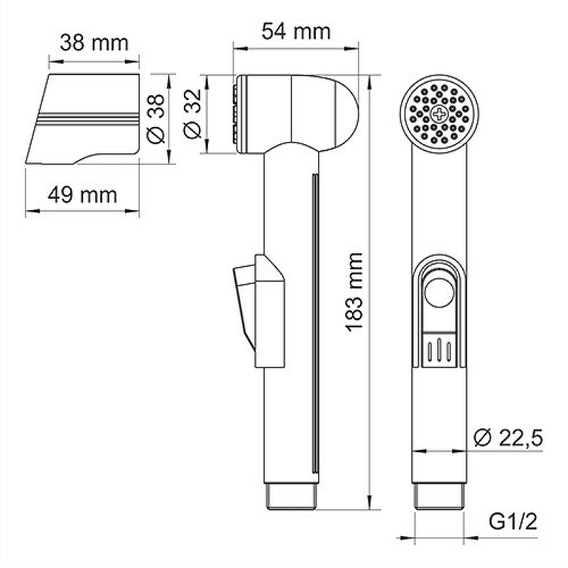 Гигиенический душ Wasserkraft A117451 со смесителем, черный